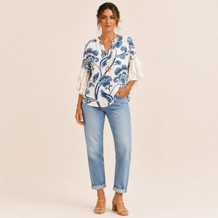 Marlene | Elegáns Virágmintás Blúz